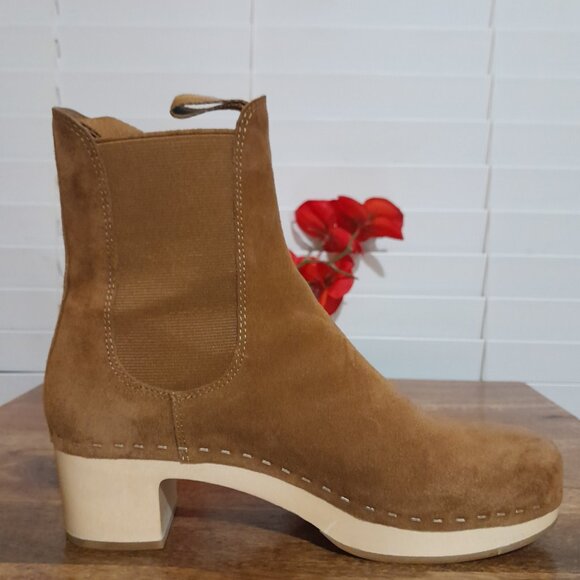 Loeffler Randall CACAO Leather Wood Clog Chelsea Boots sz 6M - Picture 9 of 9